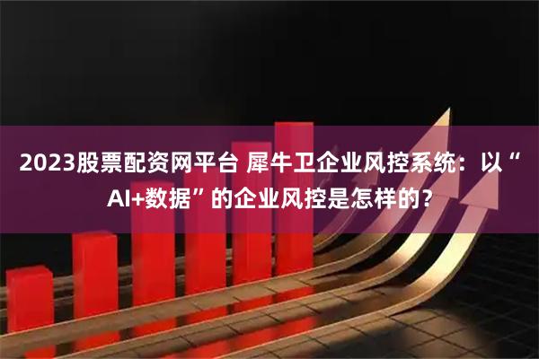 2023股票配资网平台 犀牛卫企业风控系统：以“AI+数据”的企业风控是怎样的？